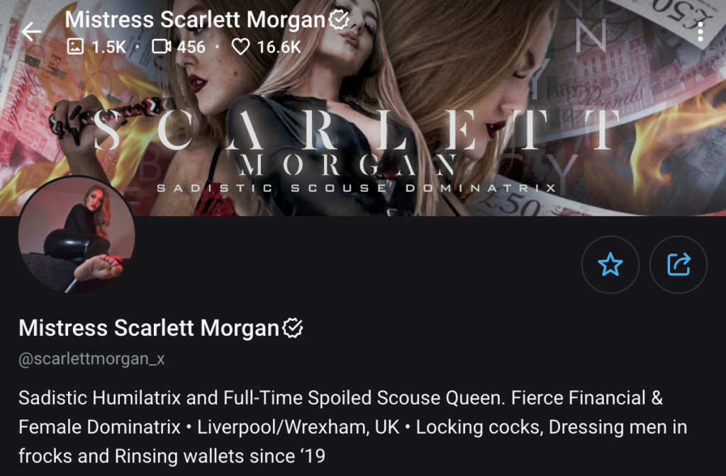 onlyfans model mistress scarlett morgan from liverpool